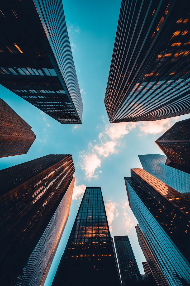 Urban skyline and business partnerships